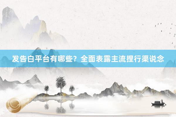 发告白平台有哪些？全面表露主流捏行渠说念